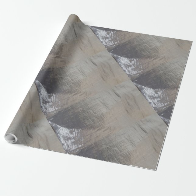 Silver Grey Foiled Fabric Look Wrapping Paper (Unrolled)