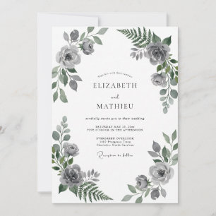 Silver Grey Foliage Eucalyptus Wedding Invitation