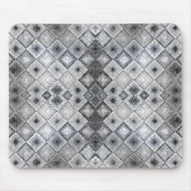 Silver & Grey Geometric Abstract Lattice Texture Mouse Mat (Front)