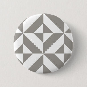 Silver Grey Geometric Art Deco 6 Cm Round Badge