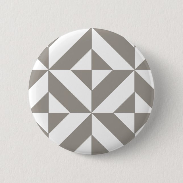 Silver Grey Geometric Art Deco 6 Cm Round Badge (Front)