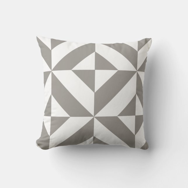 Silver Grey Geometric Art Deco Cushion (Front)