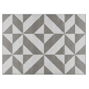 Silver Grey Geometric Art Deco Cutting Board