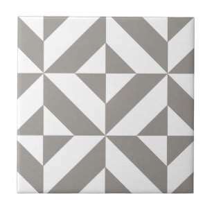 Silver Grey Geometric Art Deco Tile