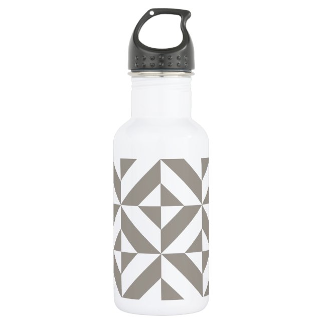 Silver Grey Geometric Deco Cube Pattern 532 Ml Water Bottle (Front)