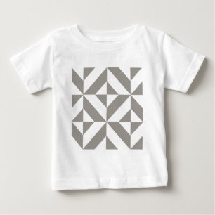 Silver Grey Geometric Deco Cube Pattern Baby T-Shirt