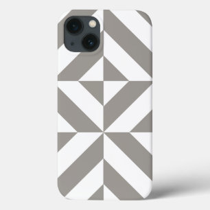 Silver Grey Geometric Deco Cube Pattern iPhone 13 Case