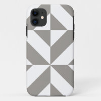 Silver Grey Geometric Deco Cube Pattern