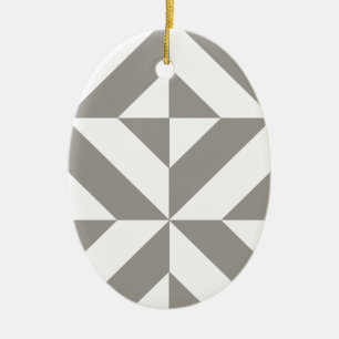 Silver Grey Geometric Deco Cube Pattern Ceramic Tree Decoration