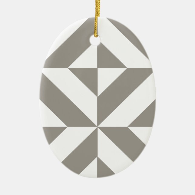 Silver Grey Geometric Deco Cube Pattern Ceramic Tree Decoration (Front)