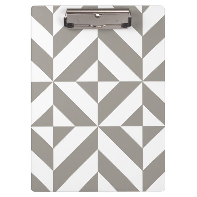 Silver Grey Geometric Deco Cube Pattern Clipboard (Front)