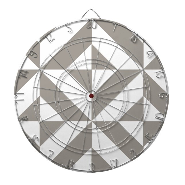 Silver Grey Geometric Deco Cube Pattern Dartboard (Front)