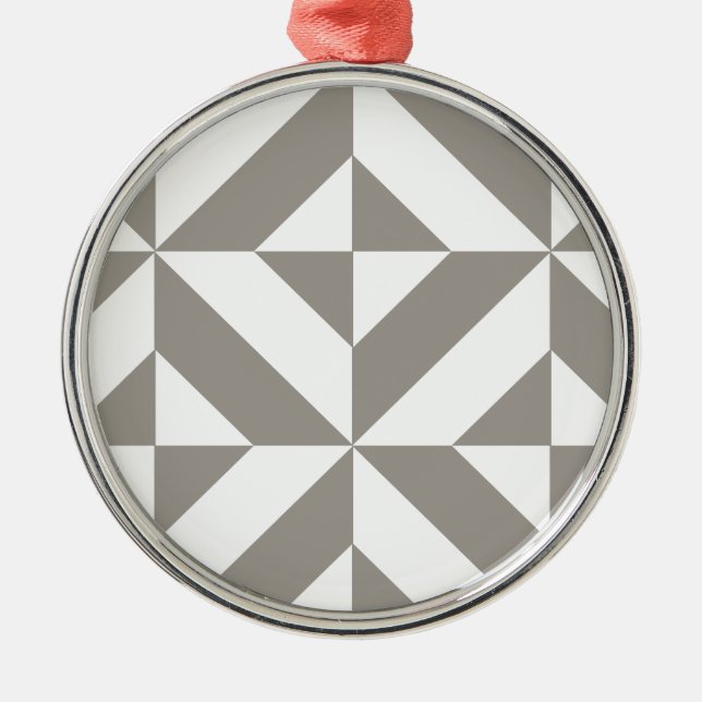 Silver Grey Geometric Deco Cube Pattern Metal Tree Decoration (Front)