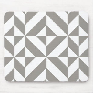 Silver Grey Geometric Deco Cube Pattern Mouse Mat