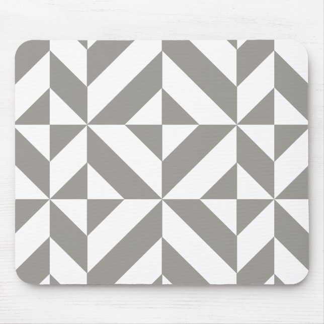 Silver Grey Geometric Deco Cube Pattern Mouse Mat (Front)