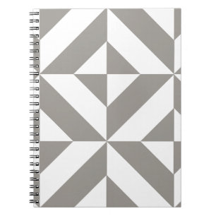 Silver Grey Geometric Deco Cube Pattern Notebook