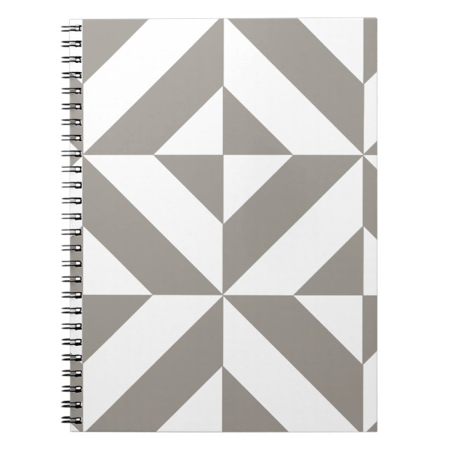 Silver Grey Geometric Deco Cube Pattern Notebook (Front)