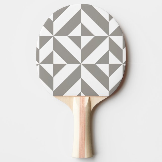 Silver Grey Geometric Deco Cube Pattern Ping Pong Paddle (Front)