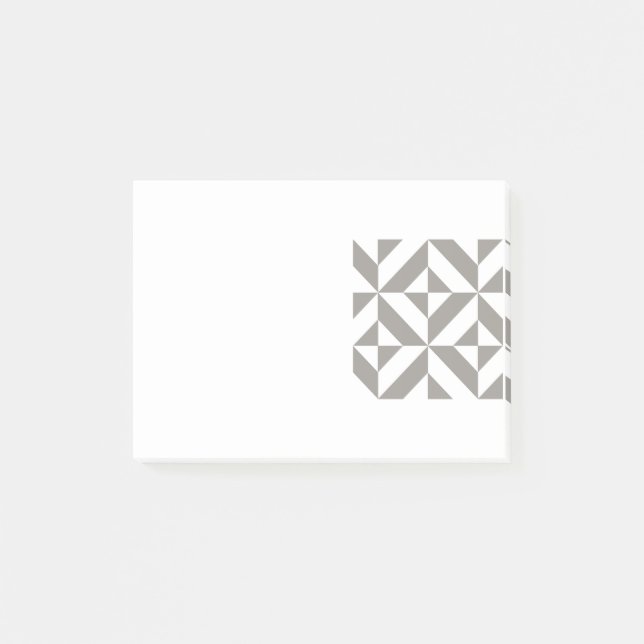 Silver Grey Geometric Deco Cube Pattern Post-it Notes (Front)