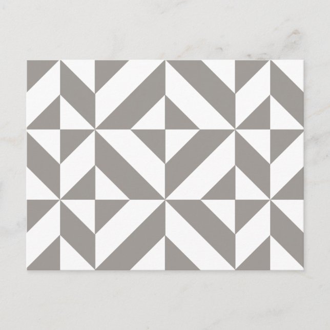 Silver Grey Geometric Deco Cube Pattern Postcard (Front)
