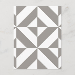 Silver Grey Geometric Deco Cube Pattern Postcard