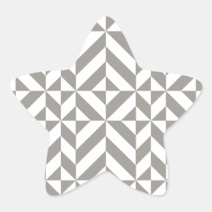 Silver Grey Geometric Deco Cube Pattern Star Sticker