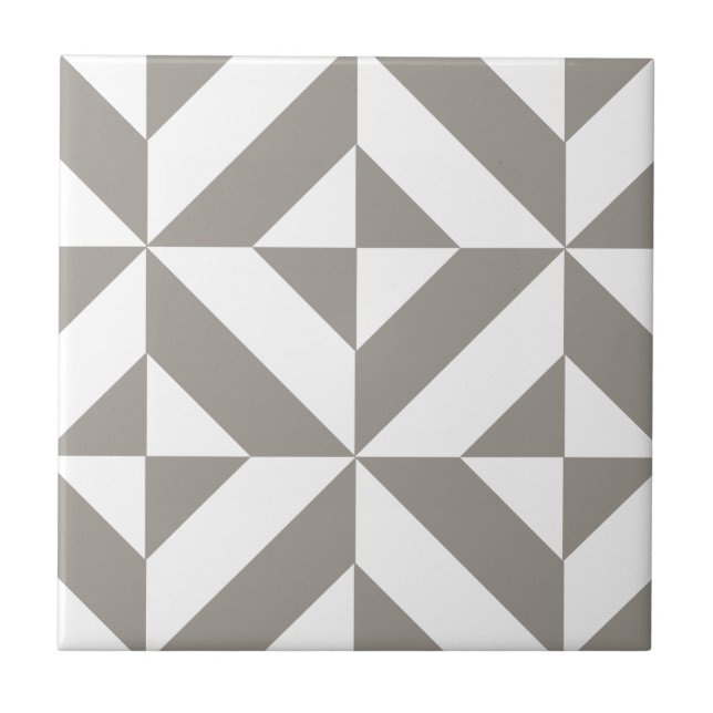 Silver Grey Geometric Deco Cube Pattern Tile (Front)