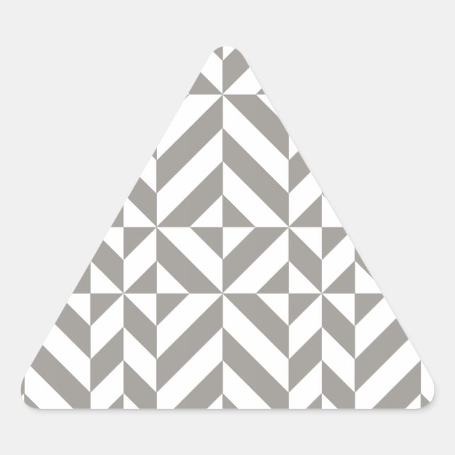 Silver Grey Geometric Deco Cube Pattern Triangle Sticker (Front)