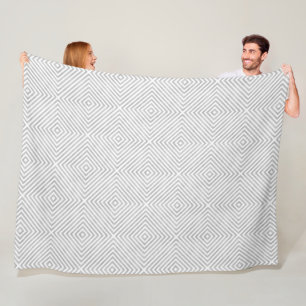 Silver Grey Geometric Design on Any Colour Fleece Blanket