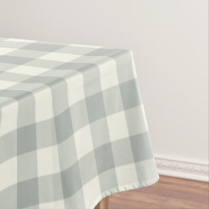 Silver Grey Gingham Pattern Check Tablecloth
