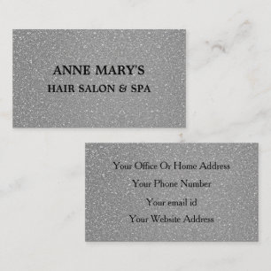 Silver Grey Glitter Black Hair Salon Spa Modern Business Card