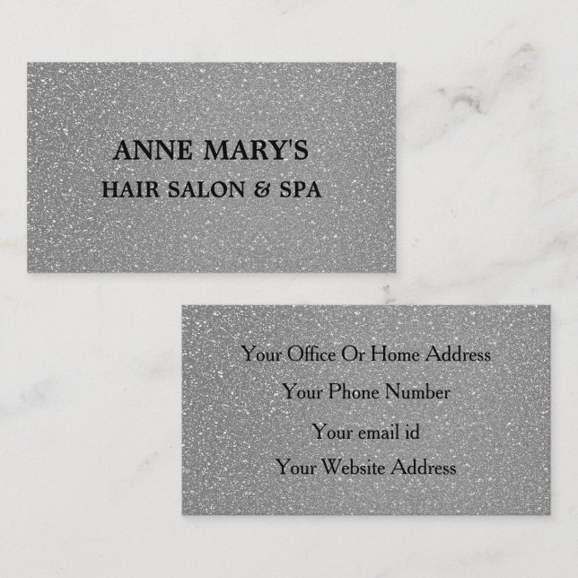 Silver Grey Glitter Black Hair Salon Spa Modern Business Card (Front/Back)