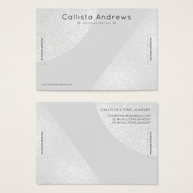 Silver Grey Glitter Geo Heart Bracelet Display (Front & Back)