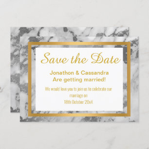 SILVER GREY GOLD ABSTRACT MARBLE SAVE THE DATE