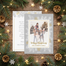 Silver Grey Gold Botanical Vintage Frame Christmas
