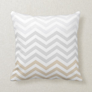 Silver Grey Gold Chevron Cushion