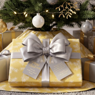 Silver Grey Gold Chic Elegant Christmas Botanical Gift Tags