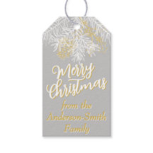 Silver Grey Gold Chic Elegant Christmas Botanical