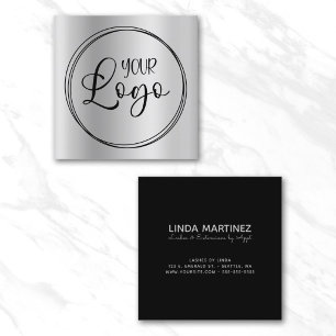 Silver Grey Gradient Circle Logo Square Business Card