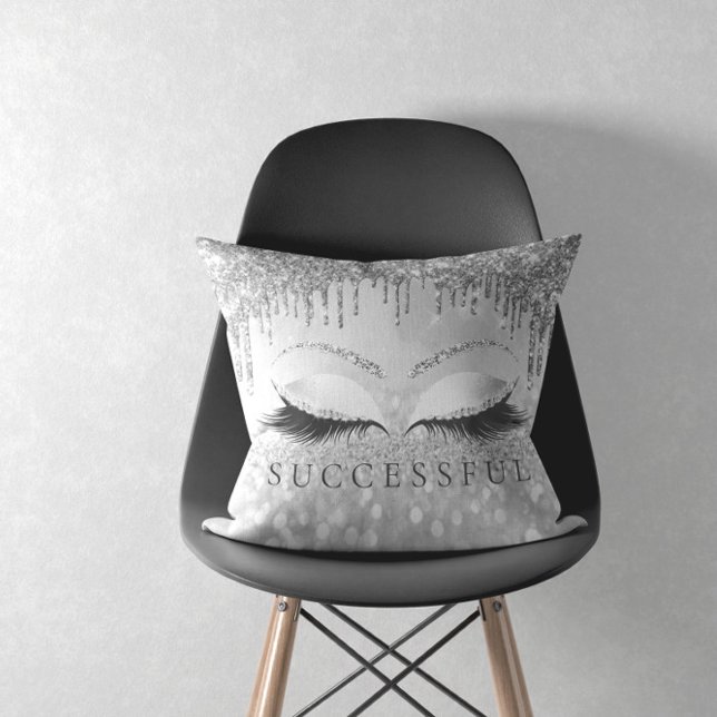 Silver Grey Grey Eyelashes Glitter Succesfull Cushion (Creator Uploaded)