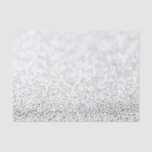 Silver Grey Grey Glitter White Delicate Favour Tissue Paper (Front)