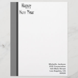 Silver Grey Happy New Year Letterhead