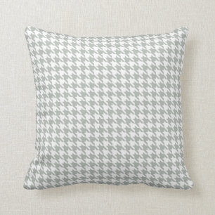 Silver Grey Houndstooth Throw Pillow