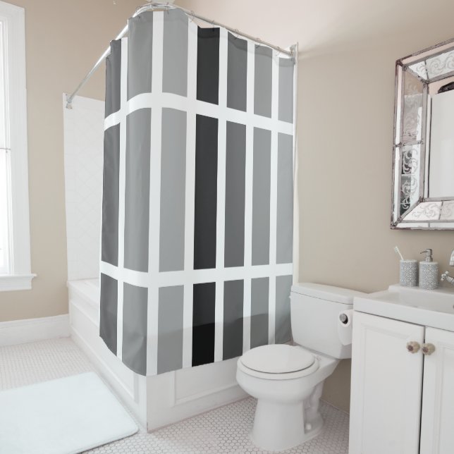 Silver Grey Hues Shower Curtain (In Situ)