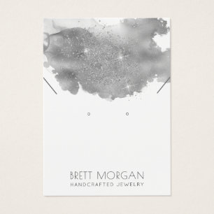 Silver Grey Ink Glitter Earring And Necklace