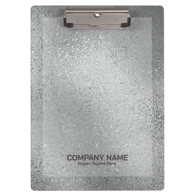 Silver grey iridescent shimmering glass texture clipboard (Front)