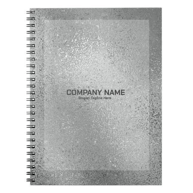 Silver grey iridescent shimmering glass texture notebook (Front)