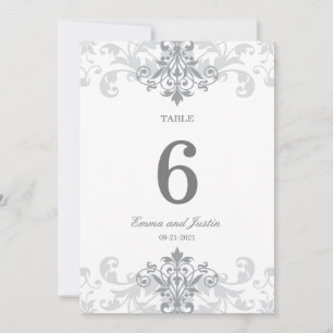 Silver Grey Ironwork Elegant Wedding Table Numbers