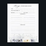Silver Grey Ivory Floral Boho Bridal Shower Recipe<br><div class="desc">Elegant floral winter bridal shower recipe features elegant grey ,  ivory and silver watercolor flower bouquet frosty-hued greenery. Please contact me for any help in customisation or if you need any other product with this design.</div>