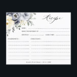 Silver Grey Ivory Floral Boho Bridal Shower Recipe<br><div class="desc">Elegant floral winter bridal shower recipe card features elegant grey ,  ivory and silver watercolor flower bouquet frosty-hued greenery. Please contact me for any help in customisation or if you need any other product with this design.</div>